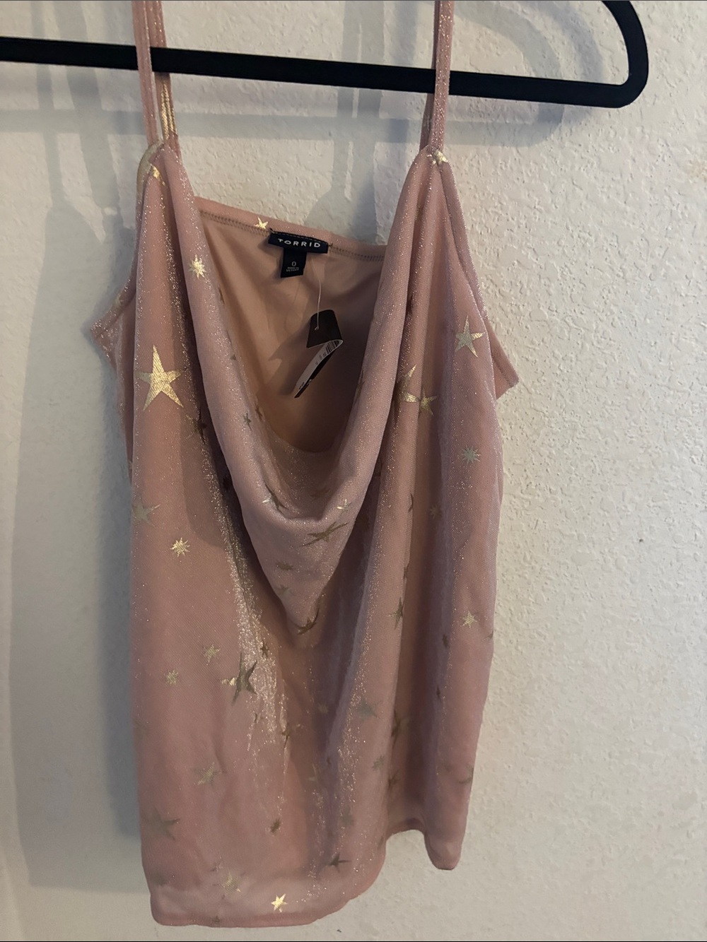 torrid Blush Pink Metallic Star Cowl Neck Camisole